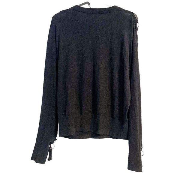 Jonathan Simkhai Ring Sleeve Round Neck Sweater Black - Picture 6 of 9